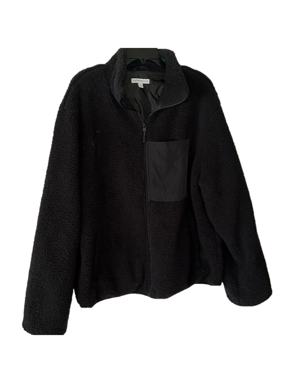 And Now This Jacket, Sz L Mens, PTP 27”, L 28”, front pockets, zip front